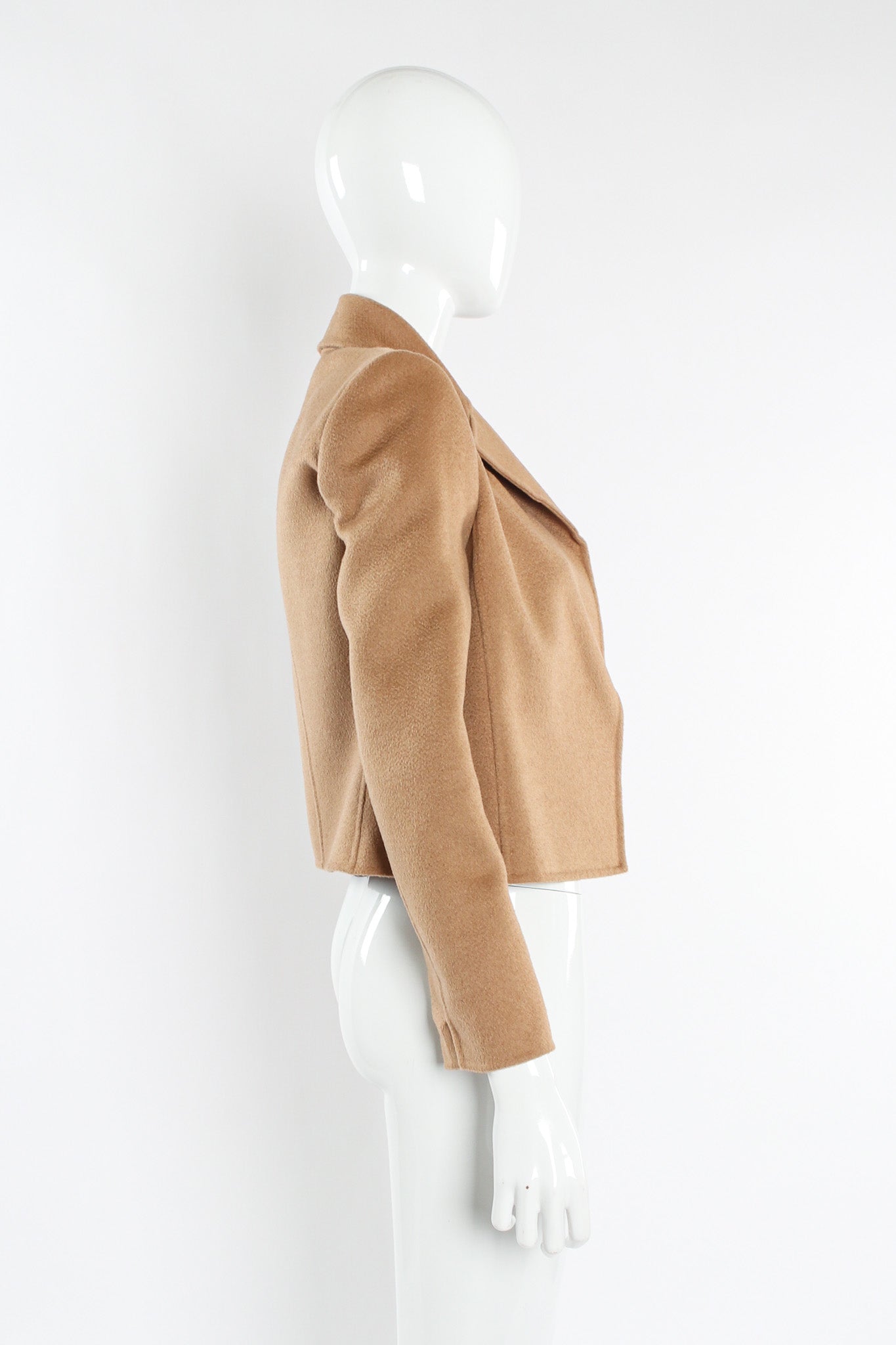Vintage Michael Kors Camel Cashmere Jacket & Skirt Set mannequin jacket side  @ Recess LA