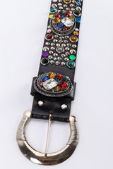 Vintage Michael Morrison MX Rainbow Mixed Jewel Studded Belt filigree stone buckle @ Recess LA