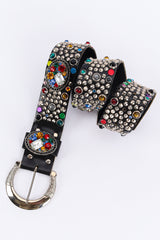 Vintage Michael Morrison MX Rainbow Mixed Jewel Studded Belt rolled flat @ Recess LA