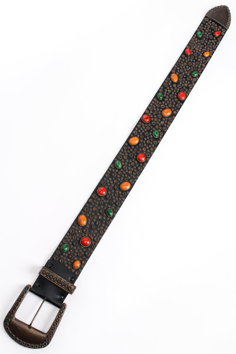 Vintage Michael Morrison MX Extra-Wide Stone Studded Belt flat at Recess Los Angeles