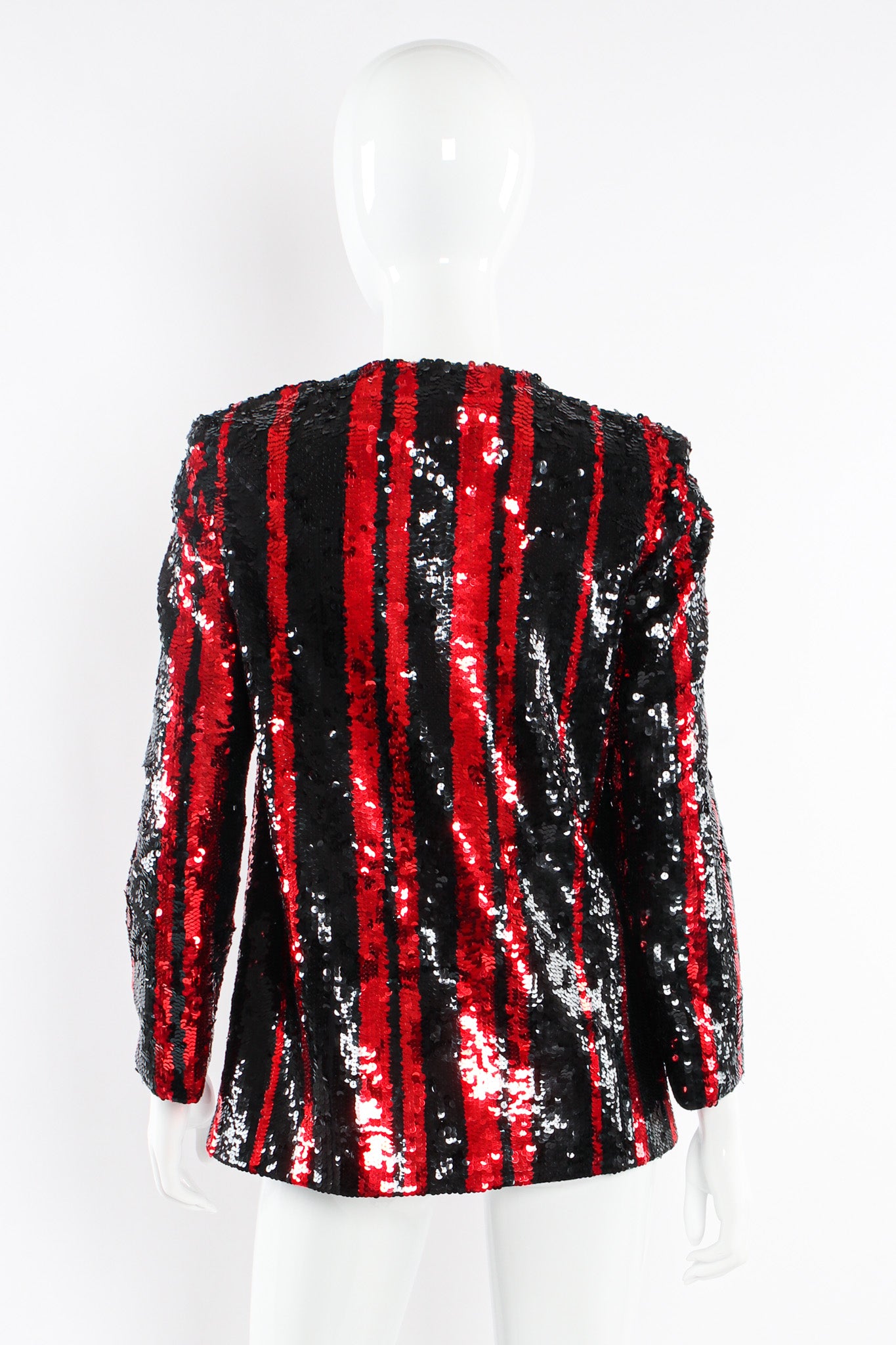 Vintage Michaele Vollbracht Jacket & Skirt Stripe Sequin Set mannequin jacket back @ Recess LA