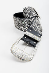 Vintage Michael Morrison MX Wide Silver Crystal Rhinestone Studded Belt at Recess Los Angeles