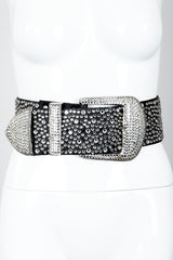 Vintage Michael Morrison MX Wide Silver Crystal Rhinestone Studded Belt on mannequin at Recess