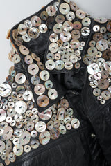 Vintage Michael Morrison Pearl Button leather jacket collar detail