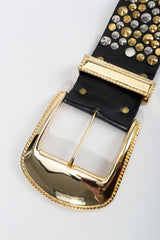 Vintage Michael Morrison MX Extra-Wide Leather Stud Belt Buckle Detail