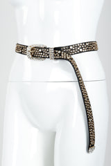 Vintage Michael Morrison MX Skinny Rhinestone Studded Belt on mannequin