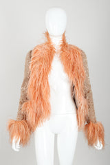 Vintage Lillie Rubin Lioness Burnout FeatherJacket on mannequin front open at Recess Los Angeles