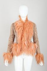 Vintage Lillie Rubin Lioness Burnout FeatherJacket on mannequin front at Recess Los Angeles