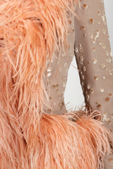 Vintage Lillie Rubin Lioness Burnout FeatherJacket on mannequin feathers at Recess Los Angeles