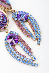 Recess Los Angeles Vintage Michele Sugar Iridescent Meridian Blue Crystal Rhinestone Claw Earrings