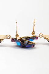 Recess Los Angeles Vintage Michele Sugar Iridescent Meridian Blue Crystal Rhinestone Claw Earrings