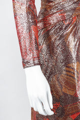 Recess Los Angeles Vintage Mignon Brocade Lamé Waist Wrap Dress