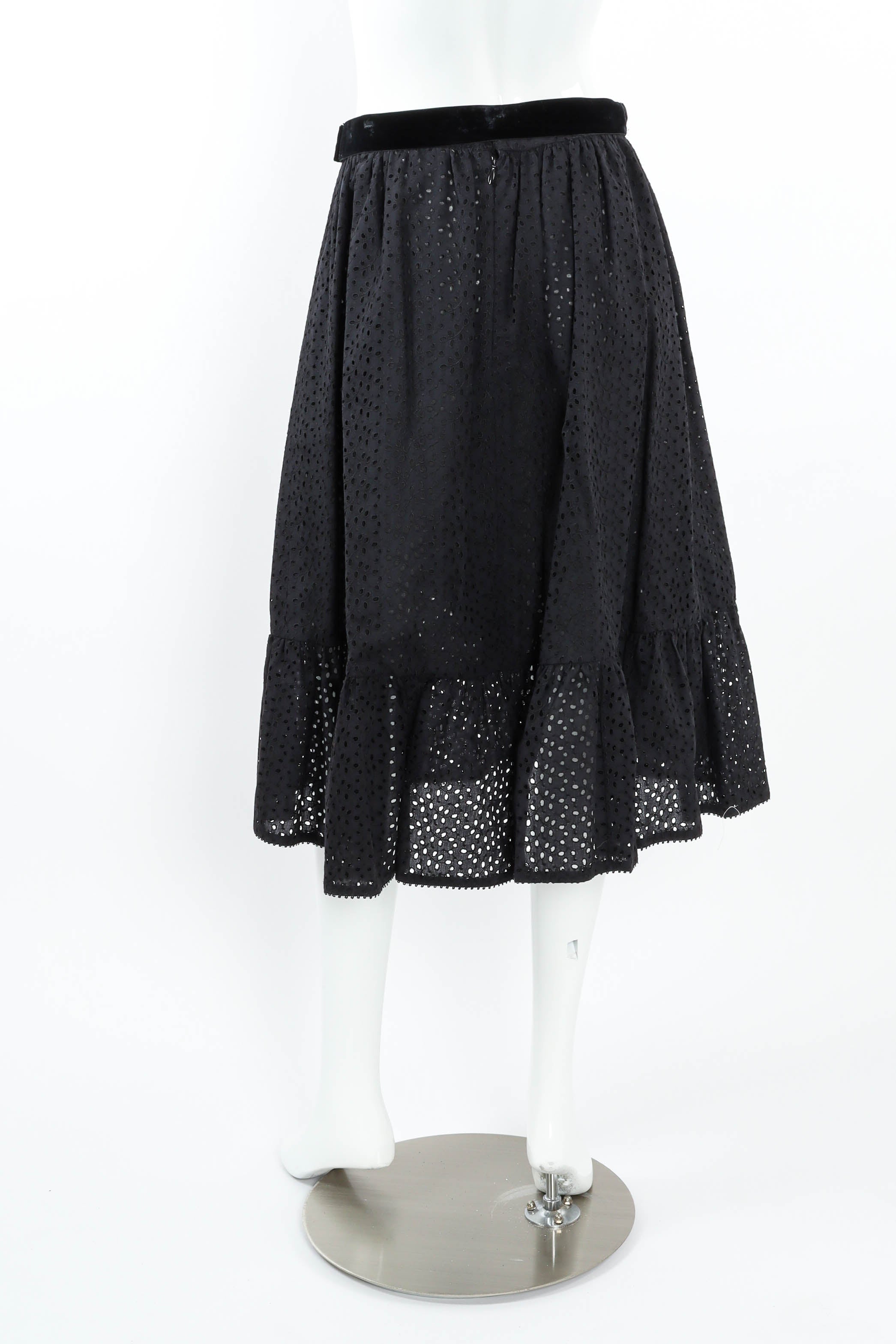 Vintage Mignon Ruffle Eyelet Skirt Set on mannequin skirt back @ Recess LA