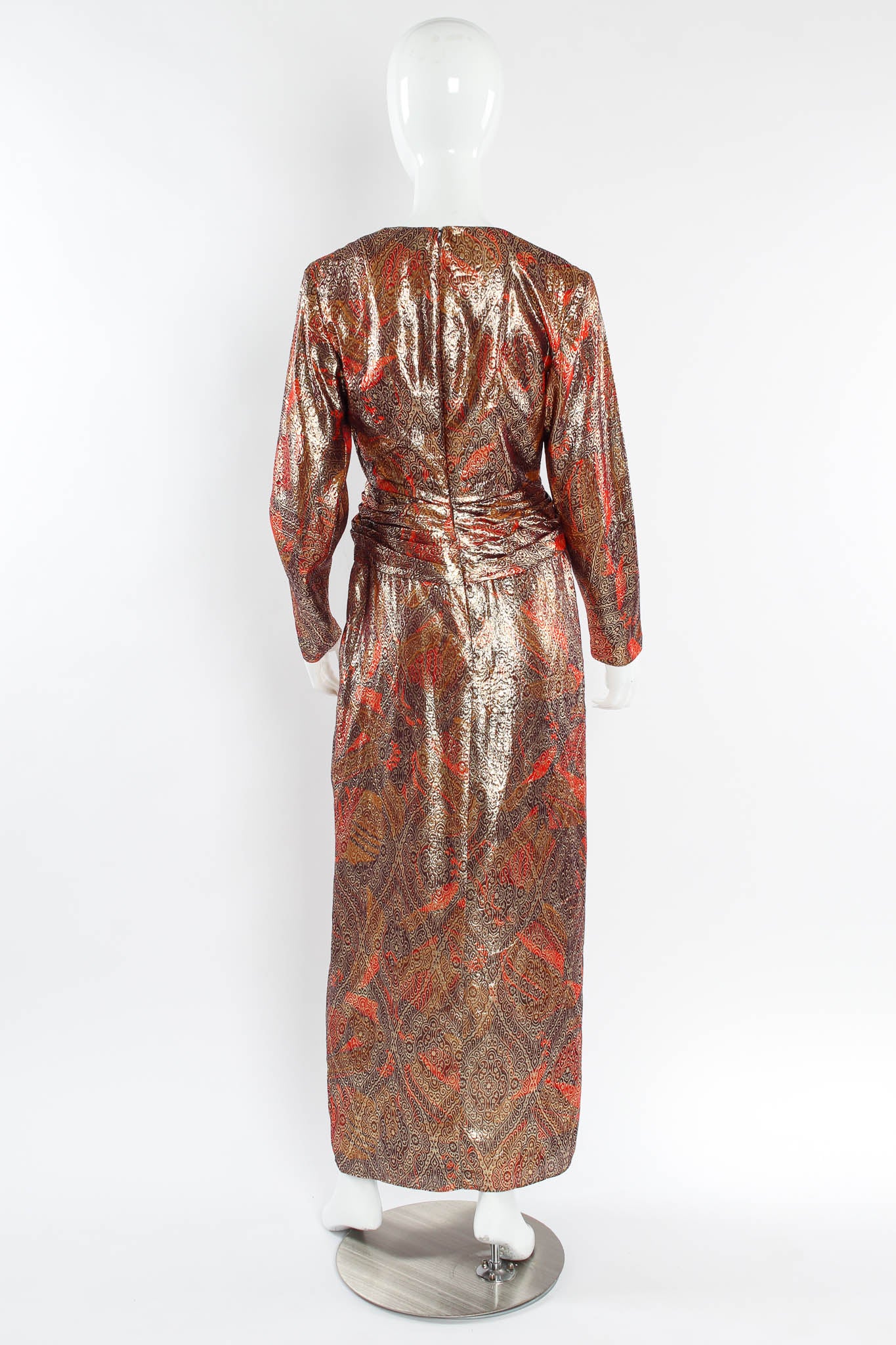 Vintage Mignon Lamé Metallic Brocade Dress mannequin back @ Recess Los Angeles
