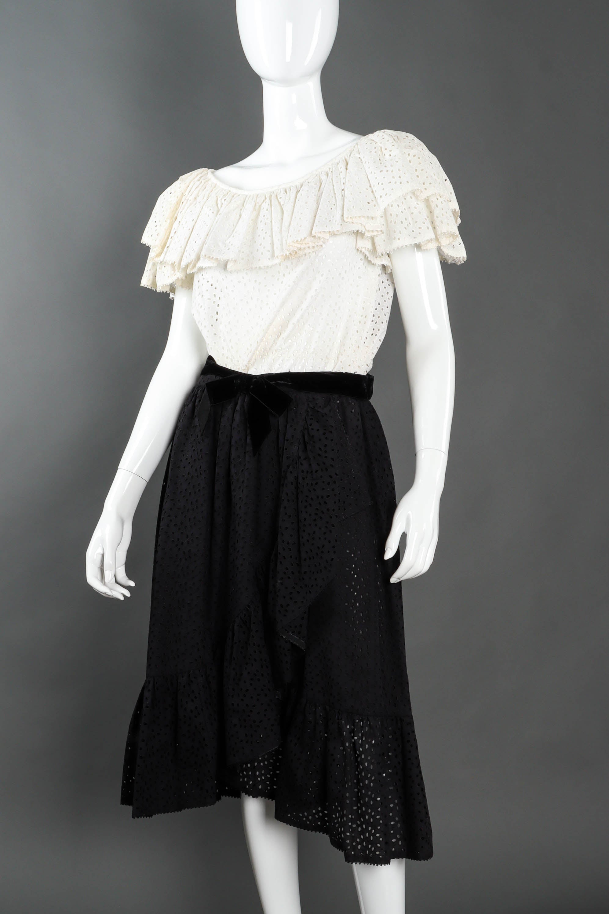 Vintage Mignon Ruffle Eyelet Skirt Set mannequin angle @ Recess LA