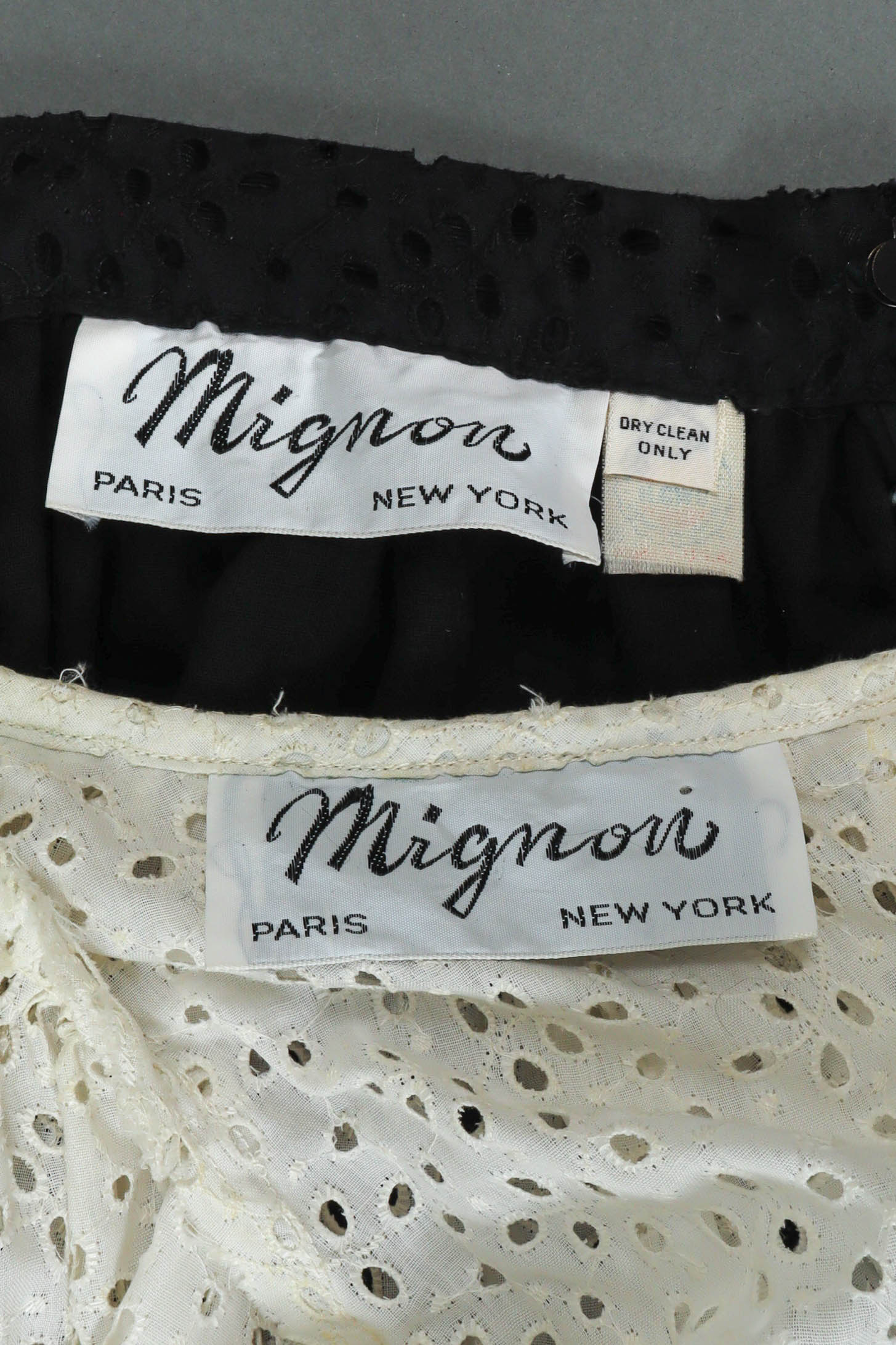 Vintage Mignon Ruffle Eyelet Skirt Set label tag detail @ Recess LA