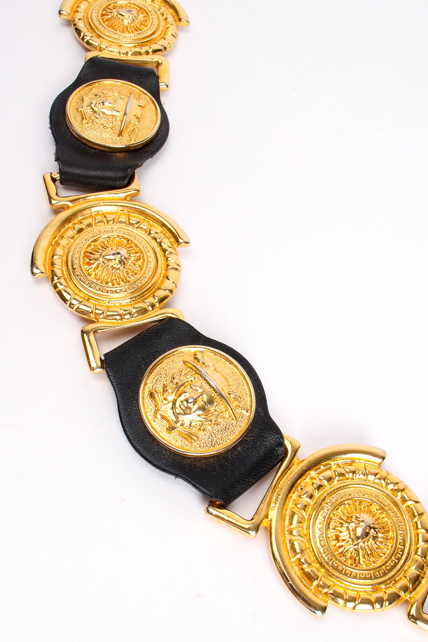 Authentic Versace Medusa Medallion Black Solid Leather Belt on