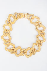 Recess Los Angeles Designer Consignment Vintage Mimi Di N Niscemi Textured Square Chain Collar Necklace Costume Gold Nugget