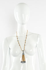 Vintage Miriam Haskell Tahitian Grey Pearl Lariat Necklace on mannequin @ Recess LA