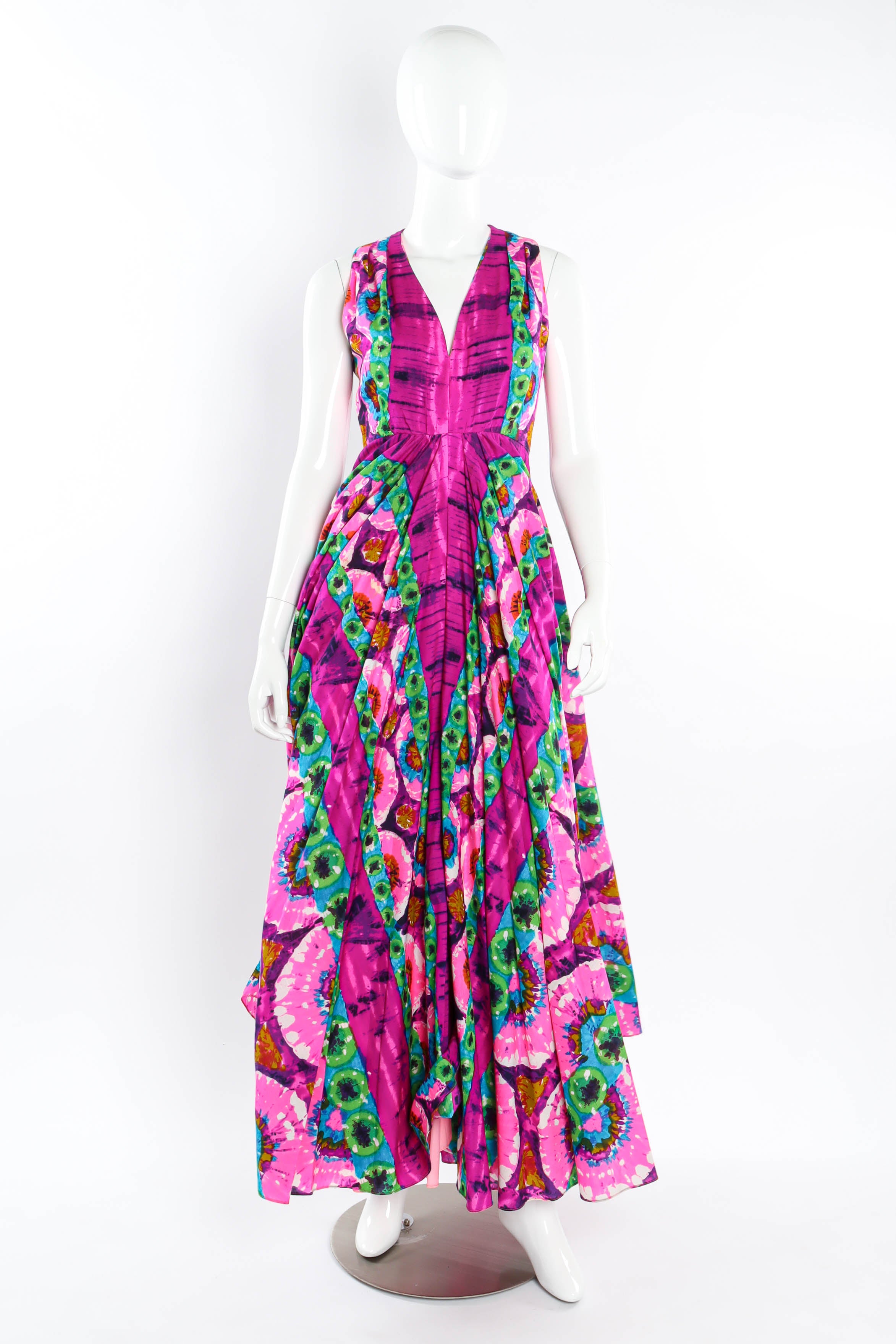Vintage I.Magnin Tie Dye Print Palazzo Jumpsuit mannequin front @ Recess LA