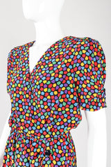 Recess Los Angeles Designer Consignment Vintage Oscar de la Renta Miss O 1940s Silk Rainbow Mosaic Wrap Dress