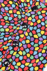 Recess Los Angeles Designer Consignment Vintage Oscar de la Renta Miss O 1940s Silk Rainbow Mosaic Wrap Dress