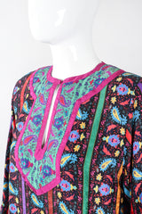 Recess Los Angeles Designer Consignment Vintage Miss O Oscar de la Renta Paisley Stripe Peasant Blouse & Skirt Set