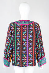 Recess Los Angeles Designer Consignment Vintage Miss O Oscar de la Renta Paisley Stripe Peasant Blouse & Skirt Set