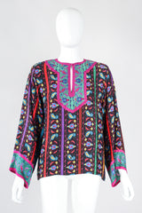 Recess Los Angeles Designer Consignment Vintage Miss O Oscar de la Renta Paisley Stripe Peasant Blouse & Skirt Set