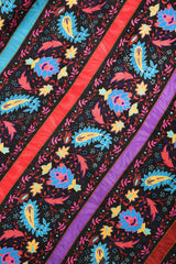 Recess Los Angeles Designer Consignment Vintage Miss O Oscar de la Renta Paisley Stripe Peasant Blouse & Skirt Set