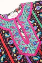 Recess Los Angeles Designer Consignment Vintage Miss O Oscar de la Renta Paisley Stripe Peasant Blouse & Skirt Set