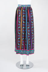 Recess Los Angeles Designer Consignment Vintage Miss O Oscar de la Renta Paisley Stripe Peasant Blouse & Skirt Set