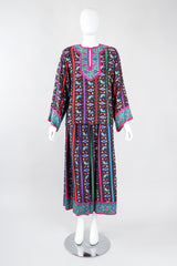 Recess Los Angeles Designer Consignment Vintage Miss O Oscar de la Renta Paisley Stripe Peasant Blouse & Skirt Set
