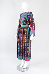 Recess Los Angeles Designer Consignment Vintage Miss O Oscar de la Renta Paisley Stripe Peasant Blouse & Skirt Set