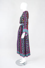 Recess Los Angeles Designer Consignment Vintage Miss O Oscar de la Renta Paisley Stripe Peasant Blouse & Skirt Set