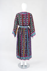 Recess Los Angeles Designer Consignment Vintage Miss O Oscar de la Renta Paisley Stripe Peasant Blouse & Skirt Set