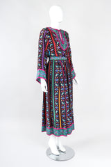 Recess Los Angeles Designer Consignment Vintage Miss O Oscar de la Renta Paisley Stripe Peasant Blouse & Skirt Set