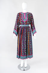 Recess Los Angeles Designer Consignment Vintage Miss O Oscar de la Renta Paisley Stripe Peasant Blouse & Skirt Set