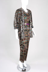 Recess Los Angeles Vintage Missoni 3-piece Moroccan Print Sequin Silk Pajama Leisure Set