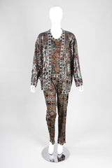 Recess Los Angeles Vintage Missoni 3-piece Moroccan Print Sequin Silk Pajama Leisure Set