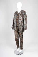 Recess Los Angeles Vintage Missoni 3-piece Moroccan Print Sequin Silk Pajama Leisure Set