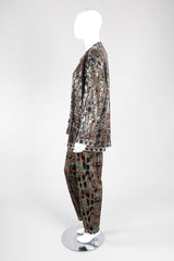 Recess Los Angeles Vintage Missoni 3-piece Moroccan Print Sequin Silk Pajama Leisure Set