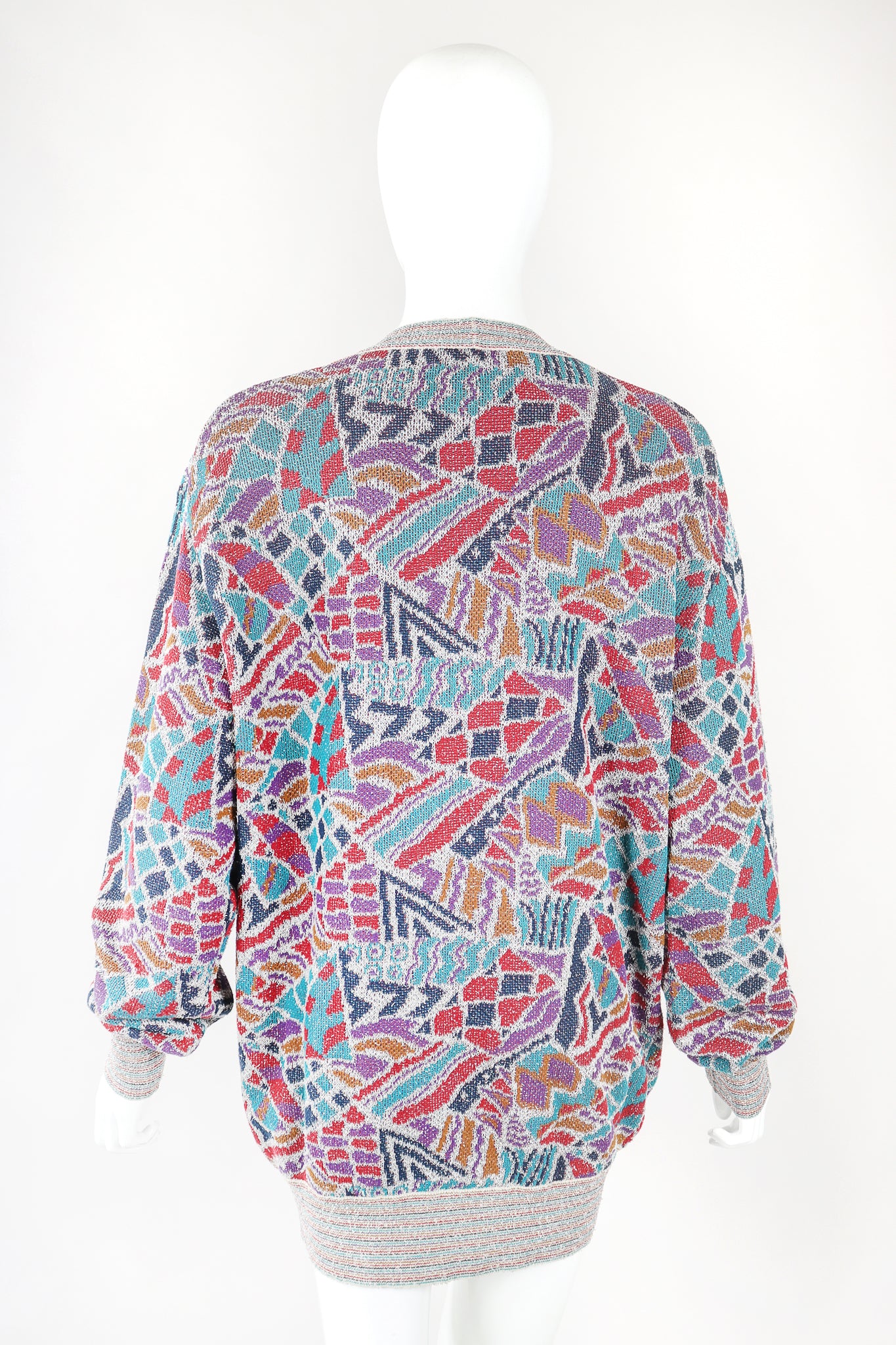 Recess Designer Consignment Vintage Missoni Geometric Double Knit Grandpa Cardigan Sweater Los Angeles Resale