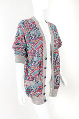 Recess Designer Consignment Vintage Missoni Geometric Double Knit Grandpa Cardigan Sweater Los Angeles Resale
