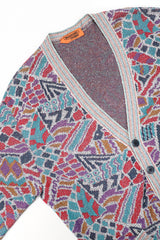 Recess Designer Consignment Vintage Missoni Geometric Double Knit Grandpa Cardigan Sweater Los Angeles Resale
