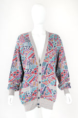 Recess Designer Consignment Vintage Missoni Geometric Double Knit Grandpa Cardigan Sweater Los Angeles Resale