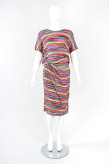 Recess Designer Consignment Vintage Missoni Rainbow TV Static Color Bars Knit Dress Los Angeles Resale