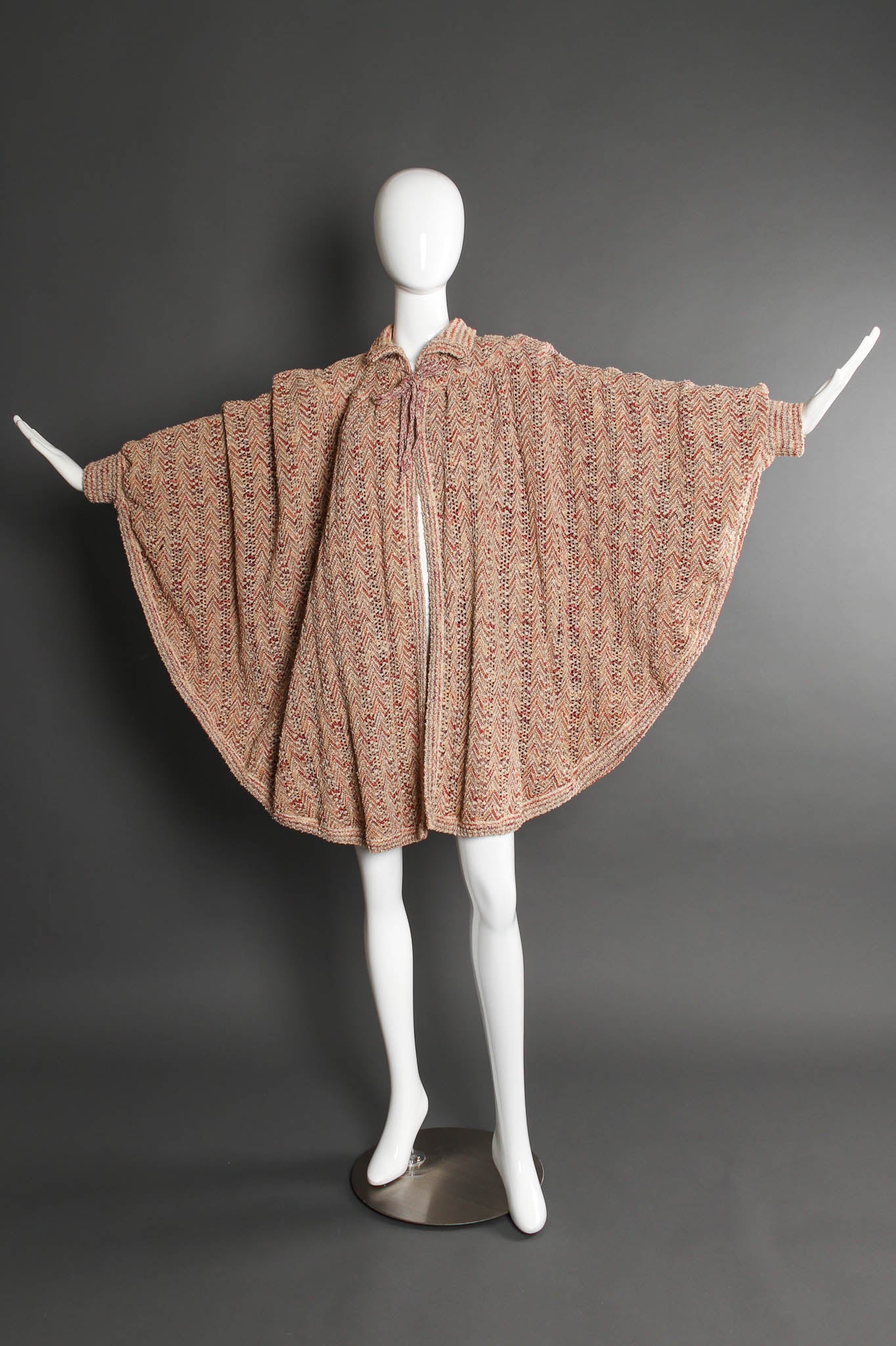 Vintage Unsigned Missoni Chevron Knit Cocoon Sweater mannequin front @ Recess LA