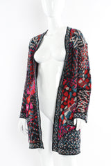 Vintage Missoni Abstract Geo Art Wool Cardigan mannequin  angle unbuttoned @ Recess LA