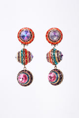Recess Los Angeles Vintage Mister Bijoux Rainbow Crystal Mardi Gras Disco Ball Drop Earrings
